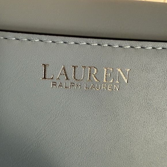 Lauren Ralph Lauren Light Baby Blue Leather Adair Wallet Chain Crossbody Bag - Picture 6 of 16